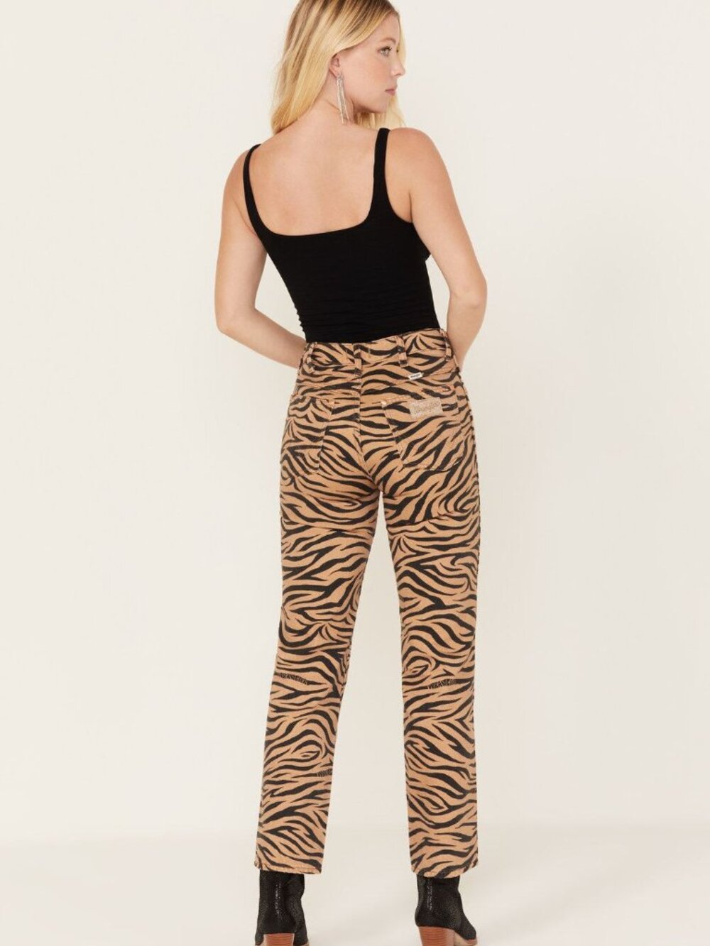 Wrangler 603 Wild West High Rise Straight Jeans Purr Tiger Print Size 30 NWT
